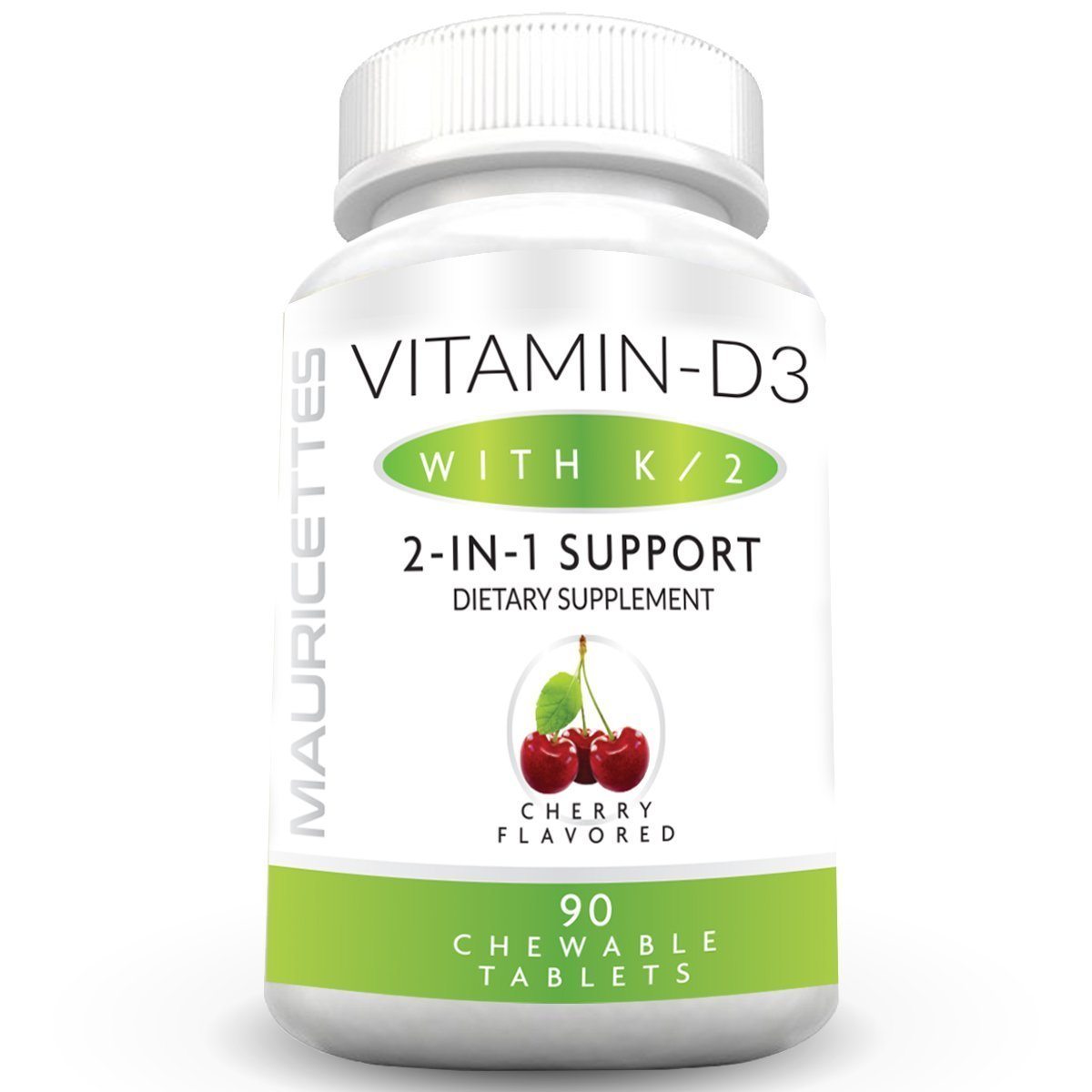 Mauricettes cherry-flavored chewable Vitamin D3 with K2 bottle